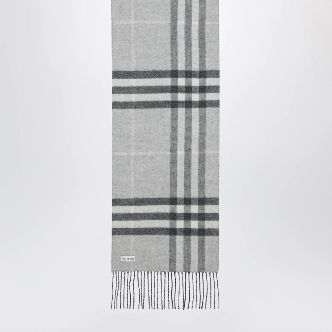 Burberry - Reversible Check cashmere scarf with EKD in grey