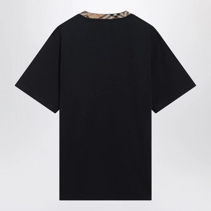 Burberry - Navy T-shirt with Check trims