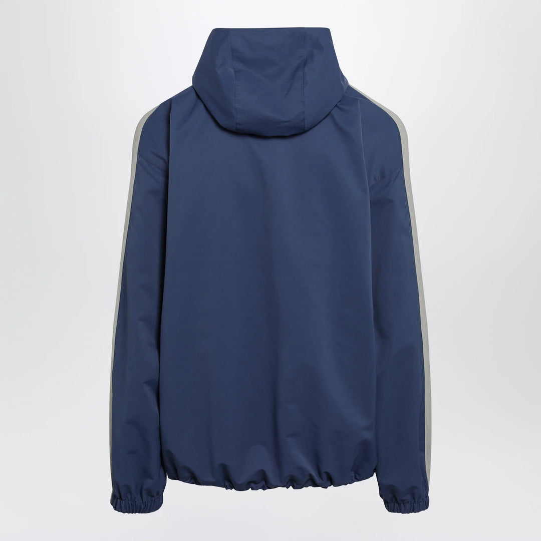 Balenciaga - Washed-effect technical satin track jacket in navy