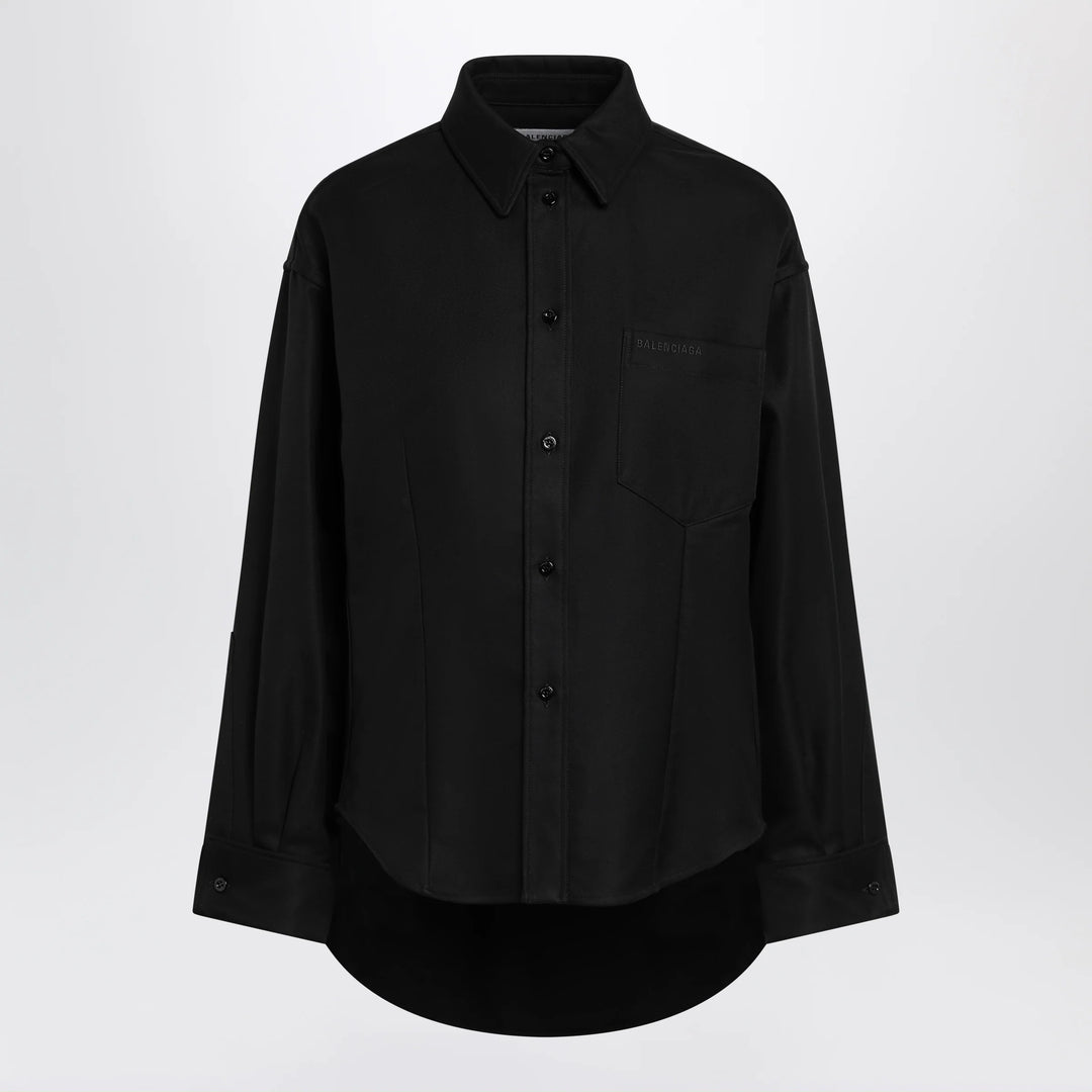 Balenciaga - Classic cocoon shirt in double cotton, black