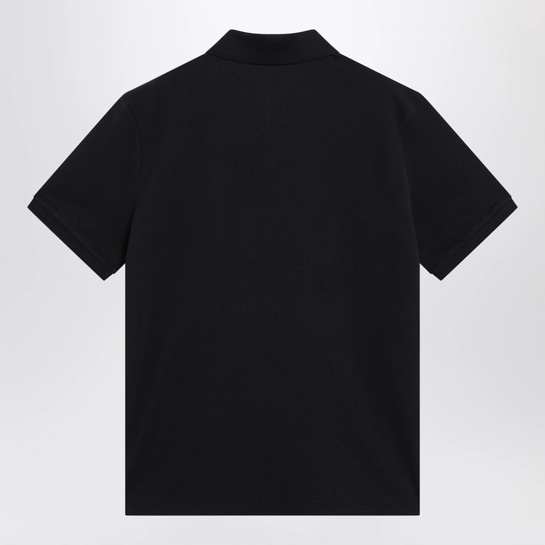 Moncler - Blue cotton polo shirt with triple crest logo patch