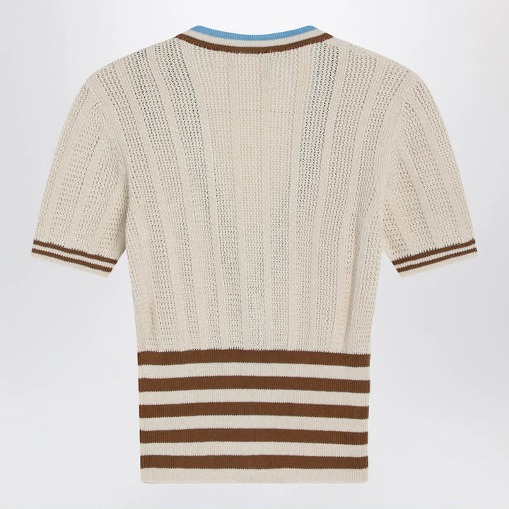 Valentino - Openwork striped cotton cardigan