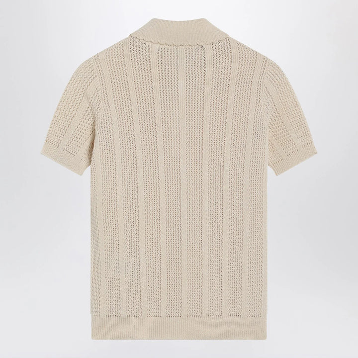 Valentino - Ivory cotton knit polo shirt