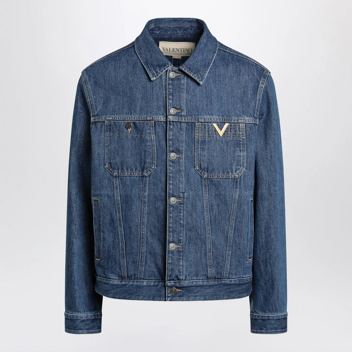 Valentino - Blue denim jacket with Vgold detail