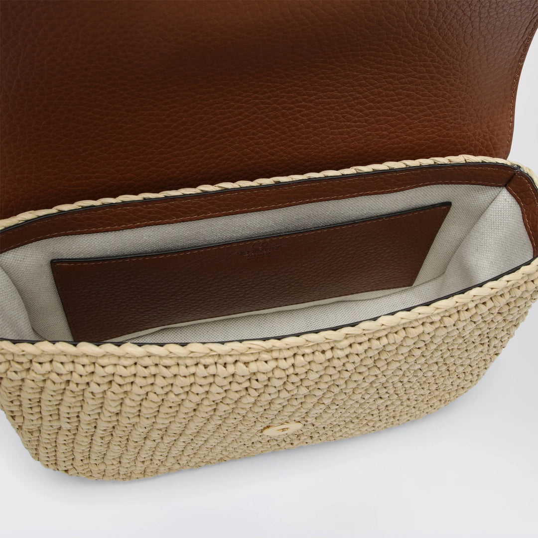 Valentino Garavani - Alltime raffia and leather bag with Cherryfic embroidered strap
