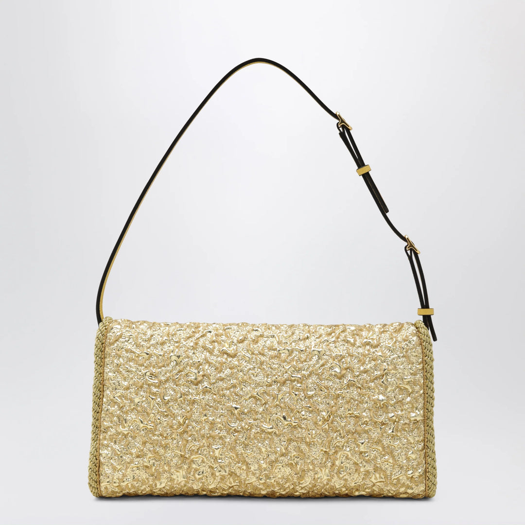 Valentino Garavani - Small DeVain bag in gold cloqué jacquard fabric
