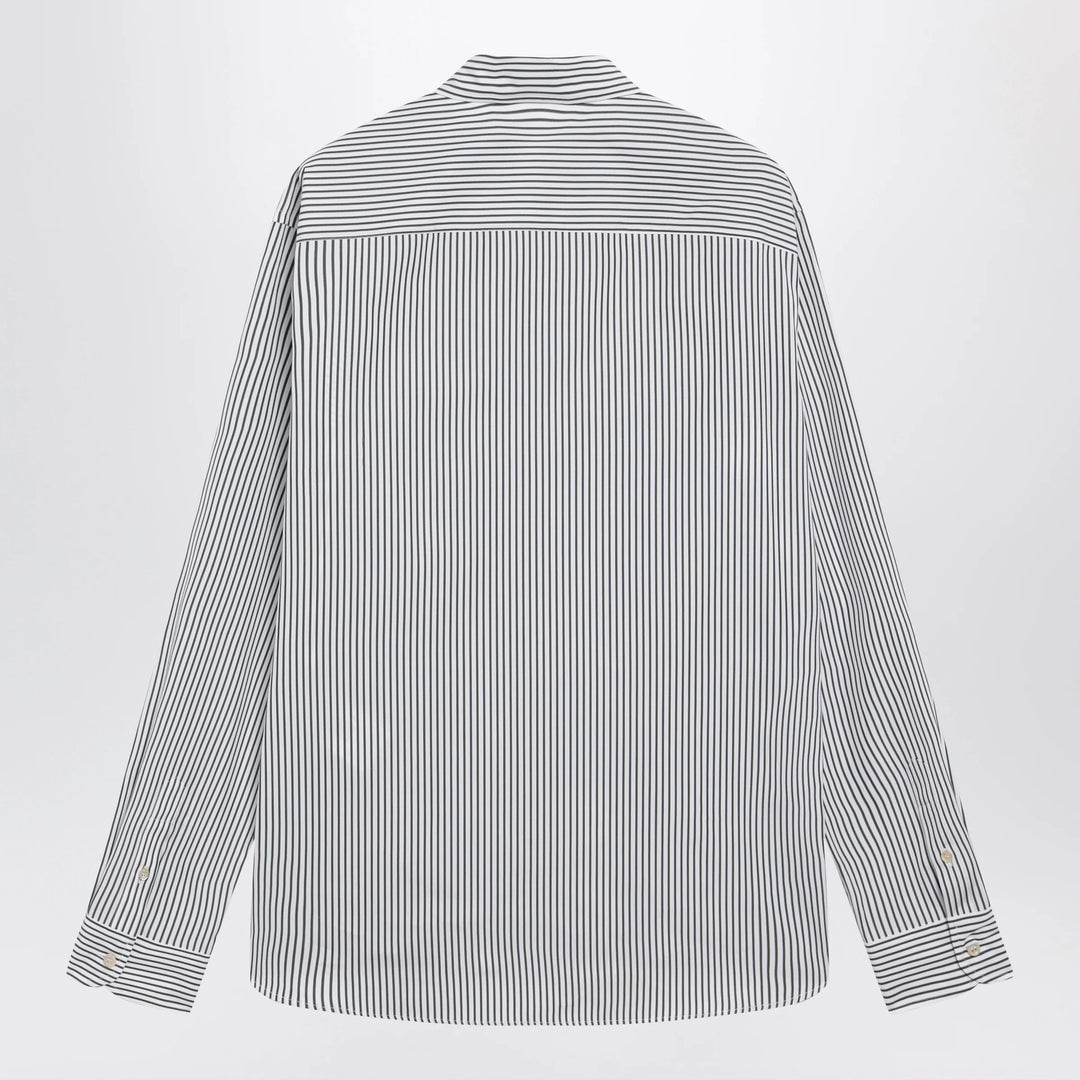 Valentino - Ivory/green striped shirt with Vlogo
