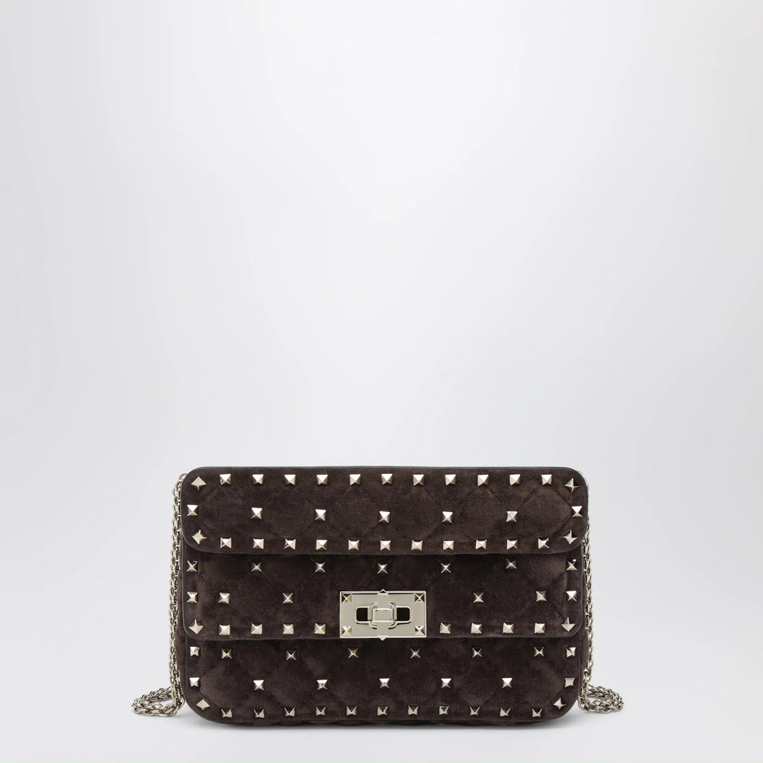 Valentino Garavani - Rockstud Spike bag in brown suede