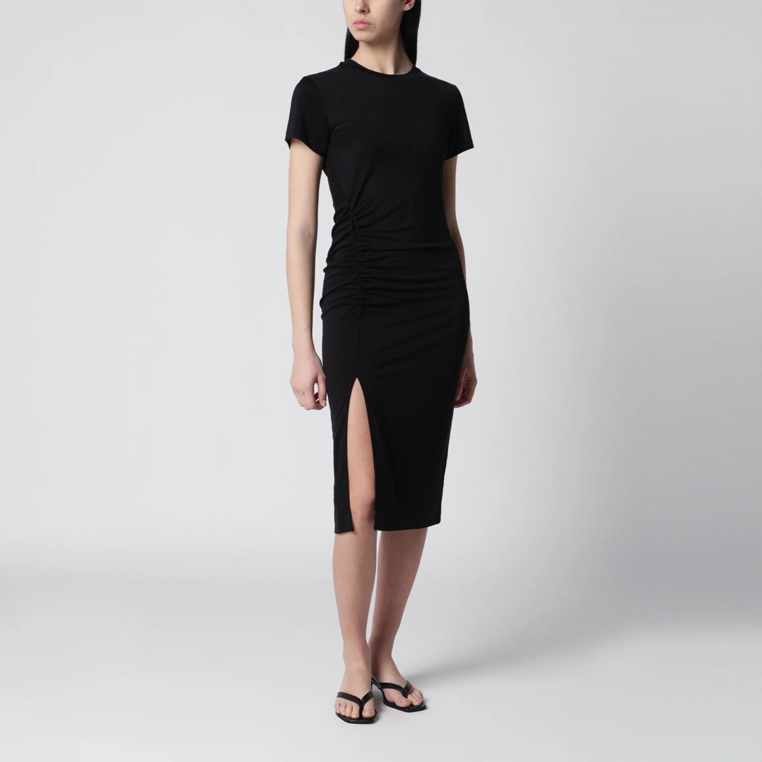 ANINE BING - Vida midi dress in stretch jersey black