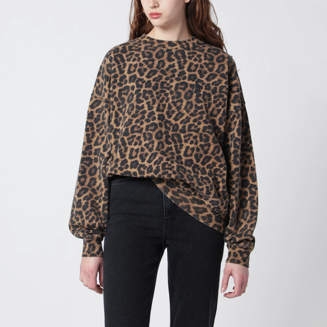 ANINE BING - Miles Oversized Sweatshirt With Leopard Print