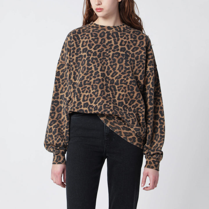 ANINE BING - Miles Oversized Sweatshirt With Leopard Print