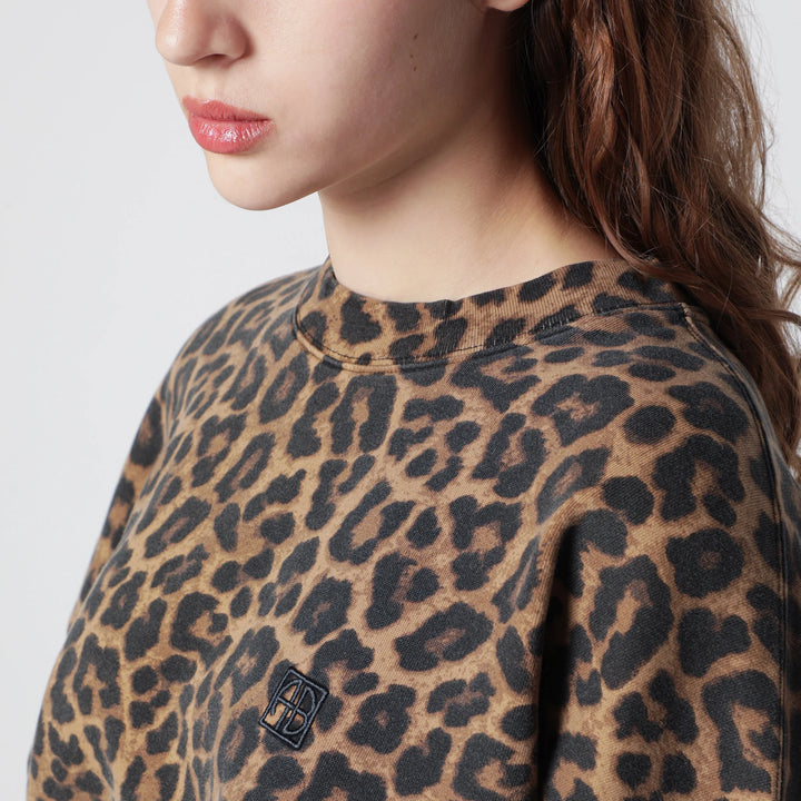 ANINE BING - Miles Oversized Sweatshirt With Leopard Print