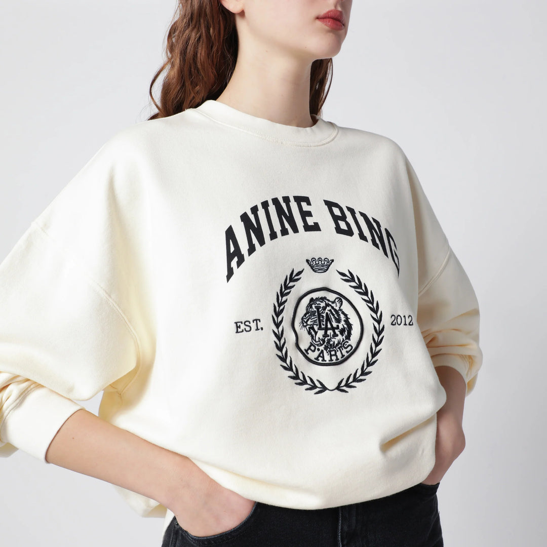 ANINE BING - Miles Collegiate cream sweatshirt