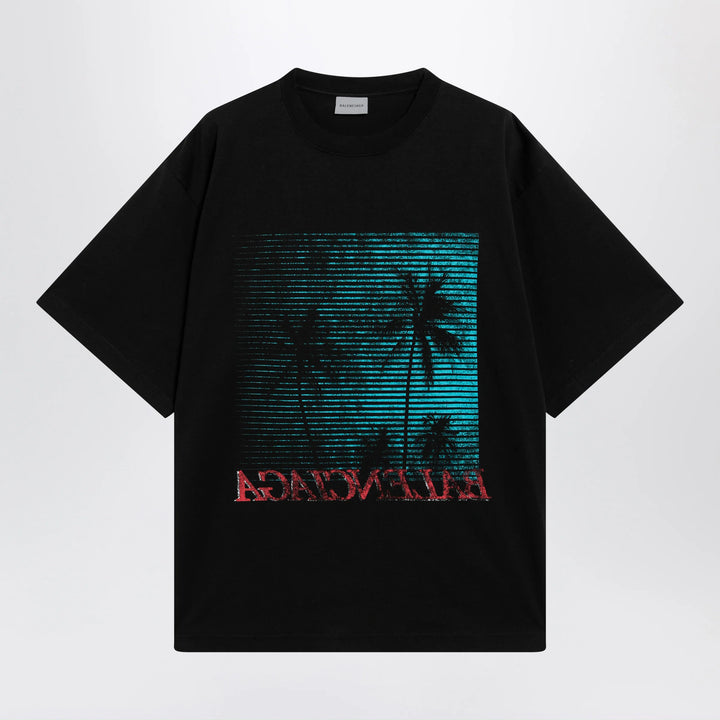 Balenciaga - Holiday graphic print cotton T-shirt in black