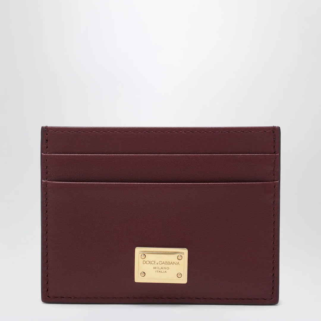 Dolce&amp;Gabbana - Bordeaux leather cardholder with logo plate