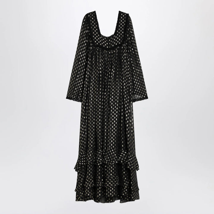 Chloé - Maxi black dress with lightweight silk ruffles