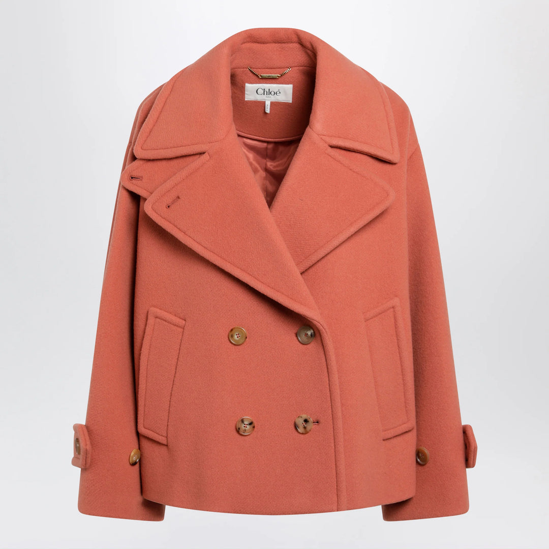 Chloé - Cedar pink double-breasted short wool coat
