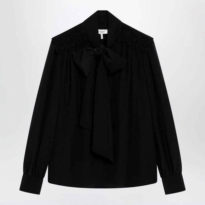 Chloé - Black silk blouse with lavallière