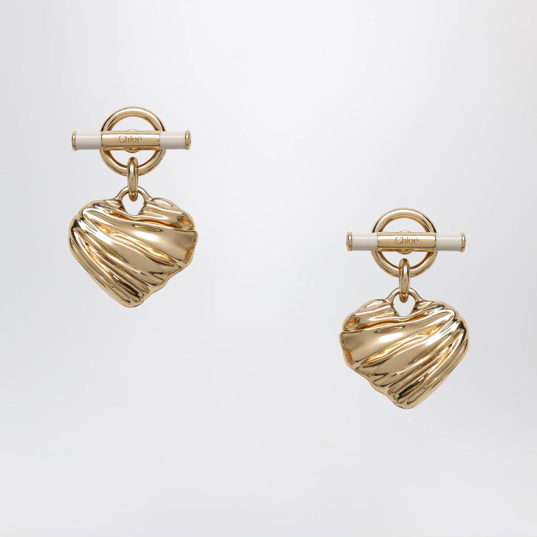 Chloé - Gold/Ivory heart earrings