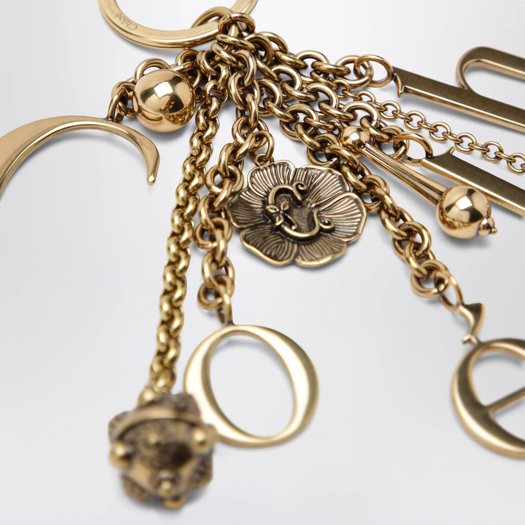 Chloé - Bag charm keyring Symbols Logo in vintage gold brass