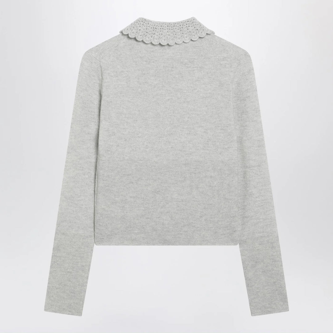 Chloé - Light grey wool cardigan with logo