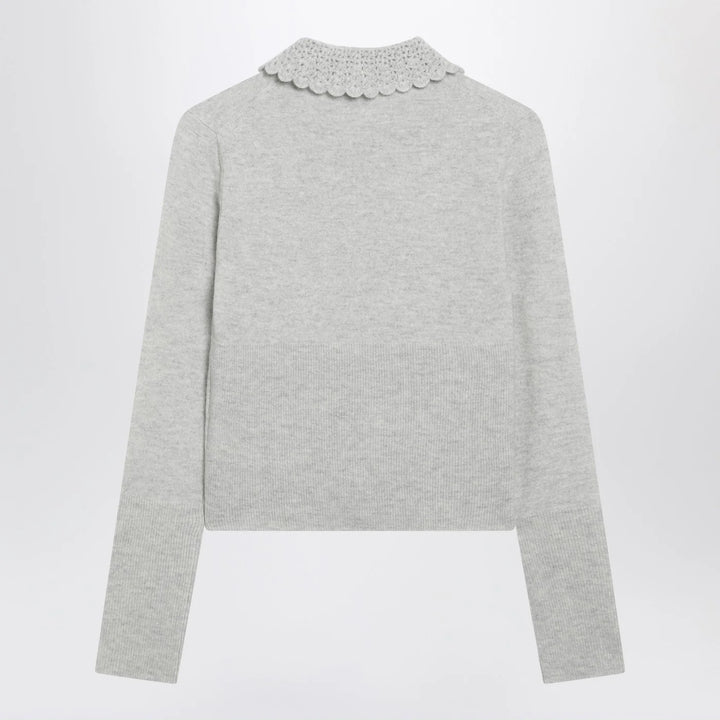 Chloé - Light grey wool cardigan with logo