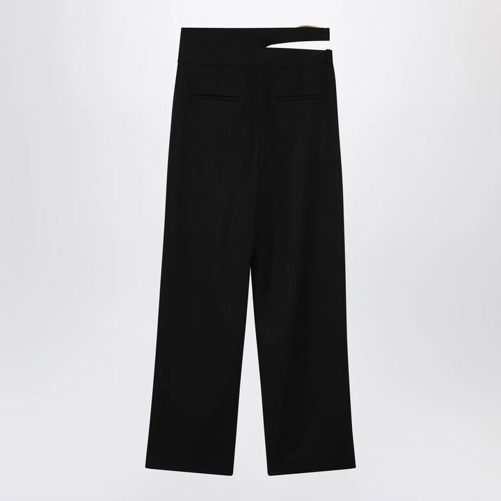 Chloé - Black trousers with double belt and gold buckles