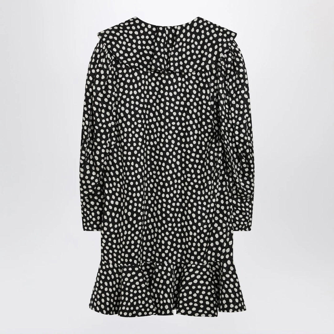 Chloé - Black silk jacquard mini dress with polka dot print