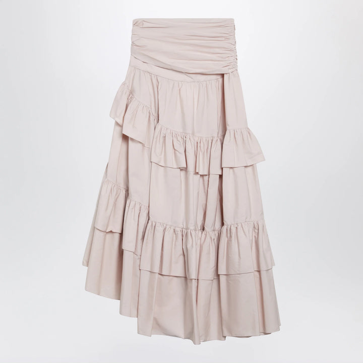 Chloé - Long ruffled cotton poplin skirt in pink