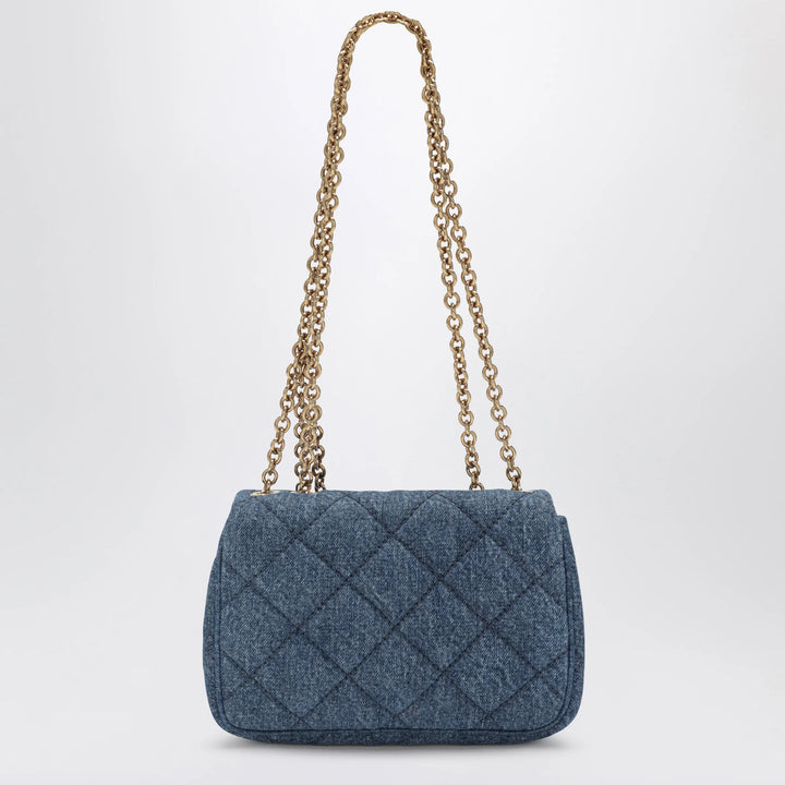 Chloé - Heritage small quilted denim shoulder bag in blue