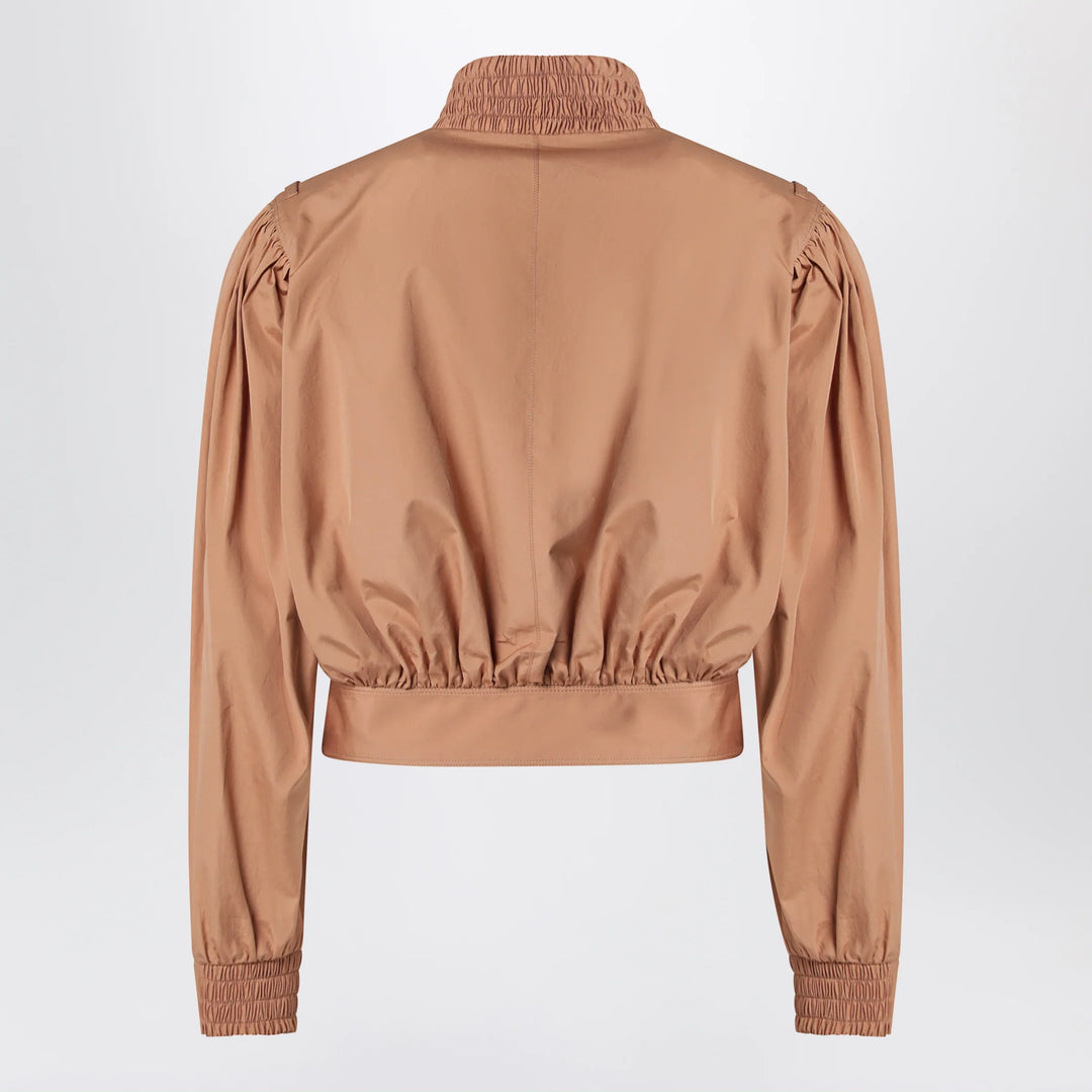 Chloé - Ruched short cotton poplin jacket in Reef Shell