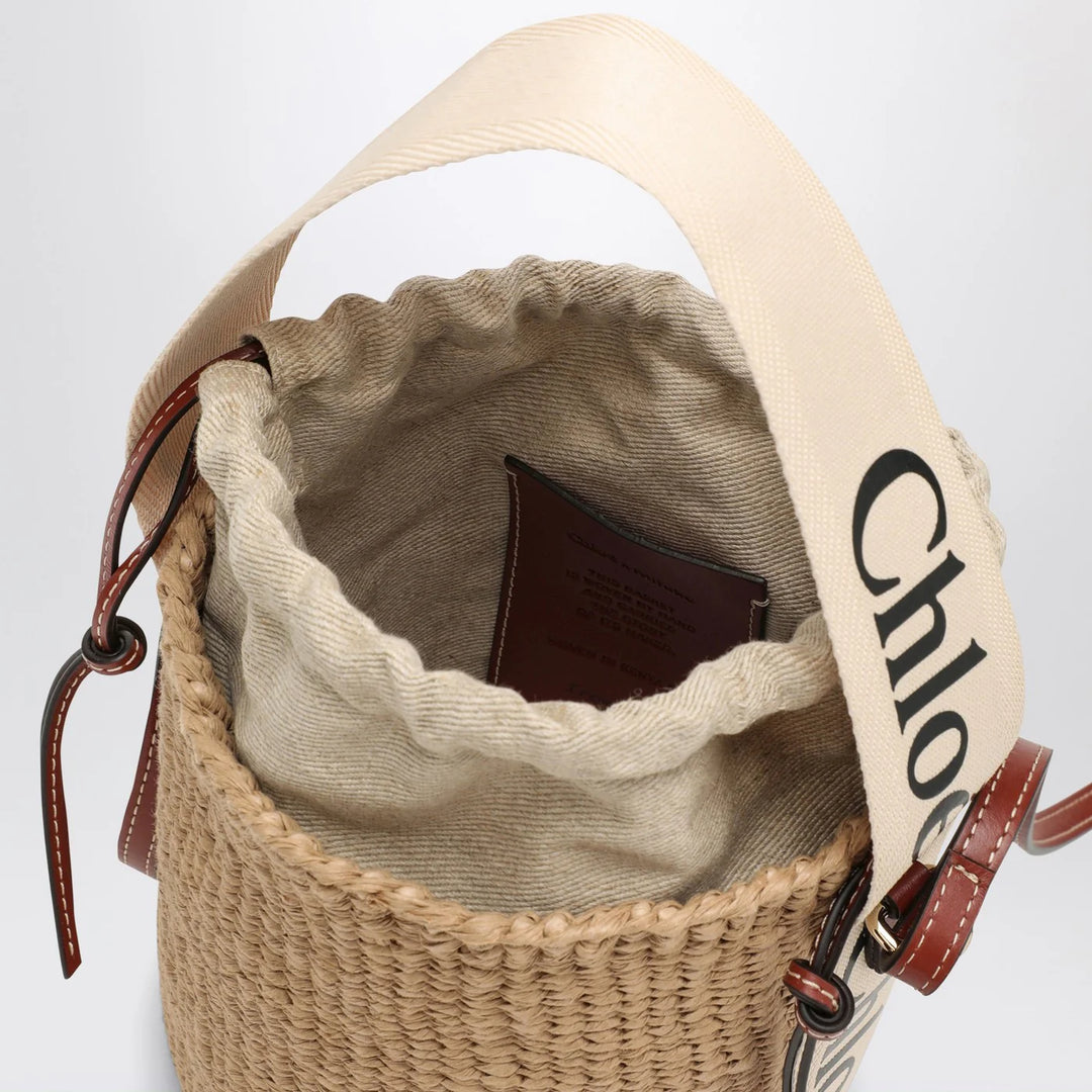Chloé - Small Woody raffia bucket bag