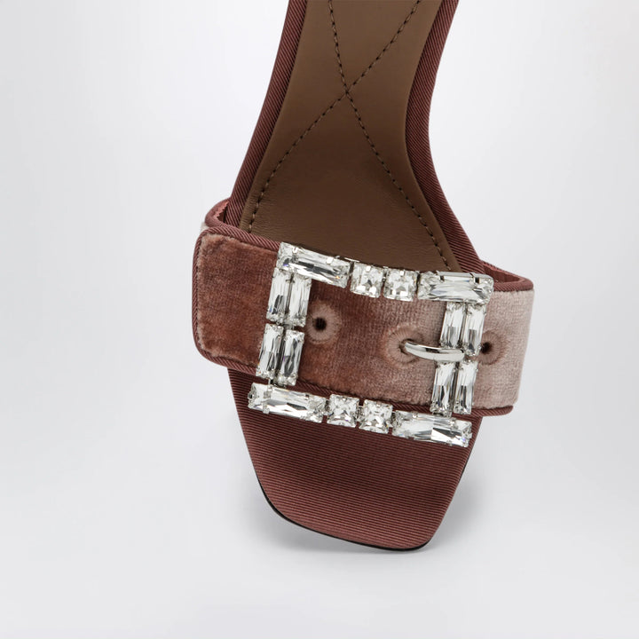 Dolce&amp;Gabbana - Velvet sandal with jewel buckle in powder pink