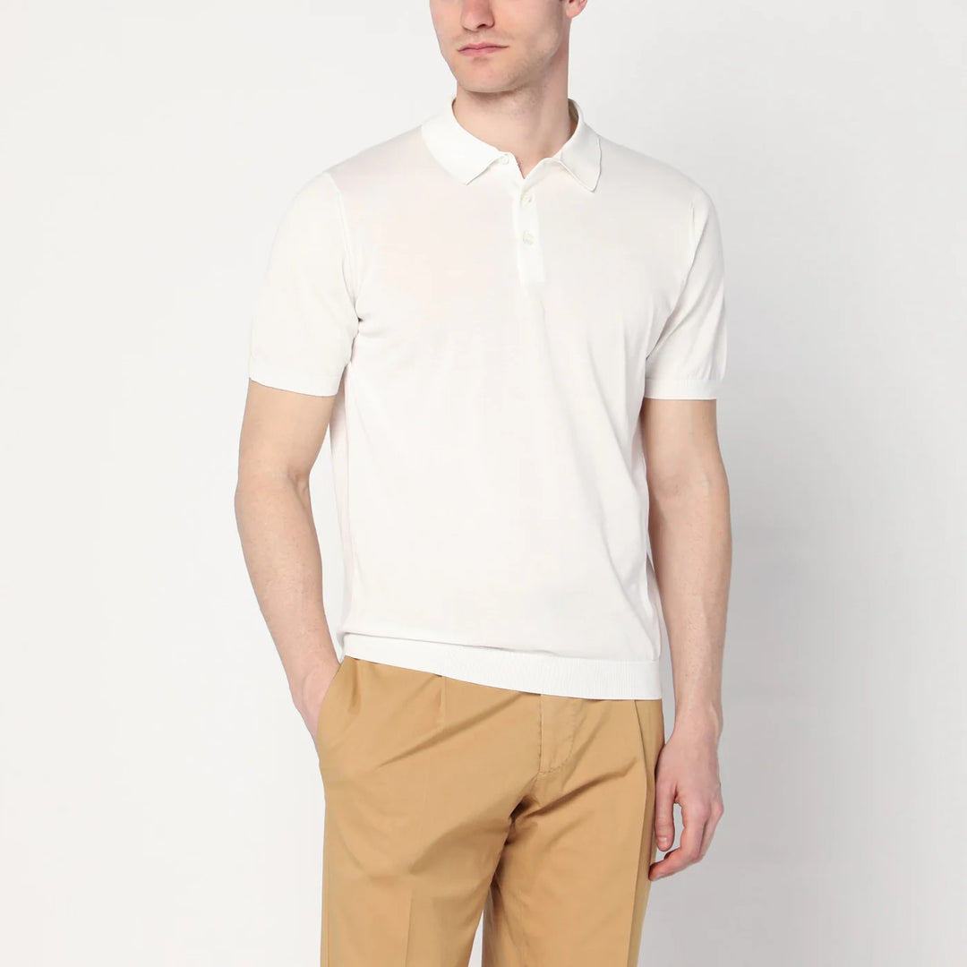 Drumohr - Milky white polo shirt in cotton