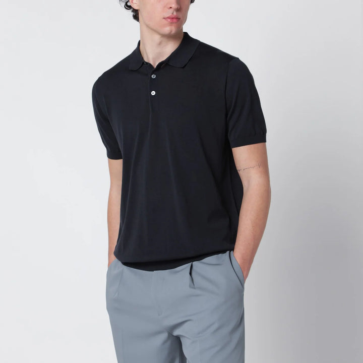 Drumohr - Navy blue cotton polo