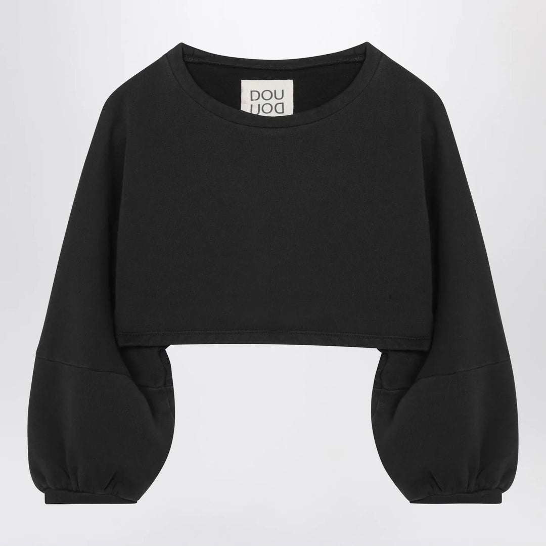 Douuod - Cropped sweatshirt in black cotton