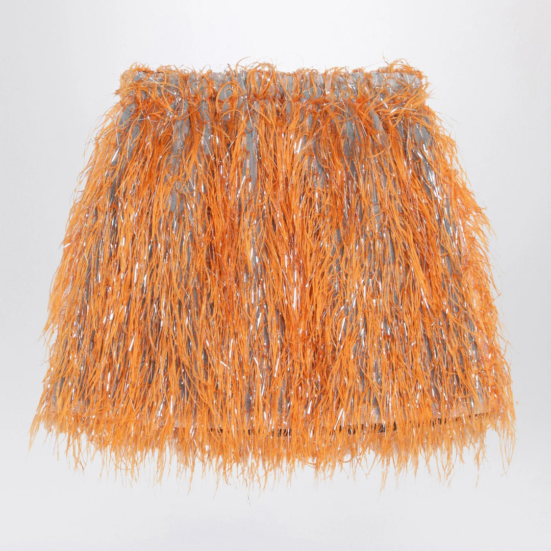Douuod - Orange Maracaibo skirt with feathers