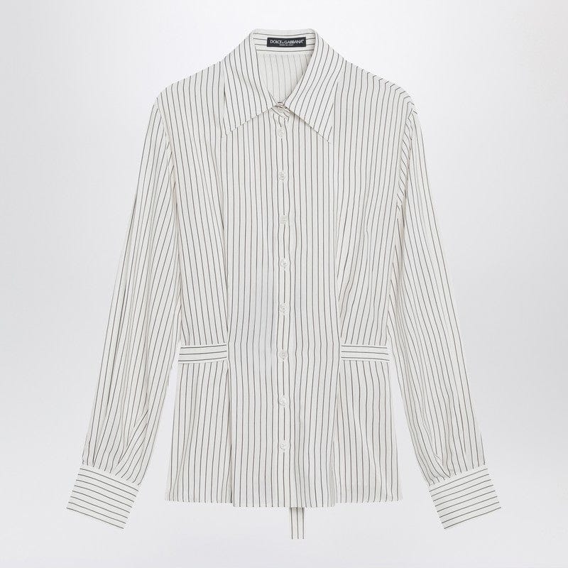 Shirts & Tops Dolce&Gabbana - White pinstriped shirt in silk and cotton - 40 IT Brand