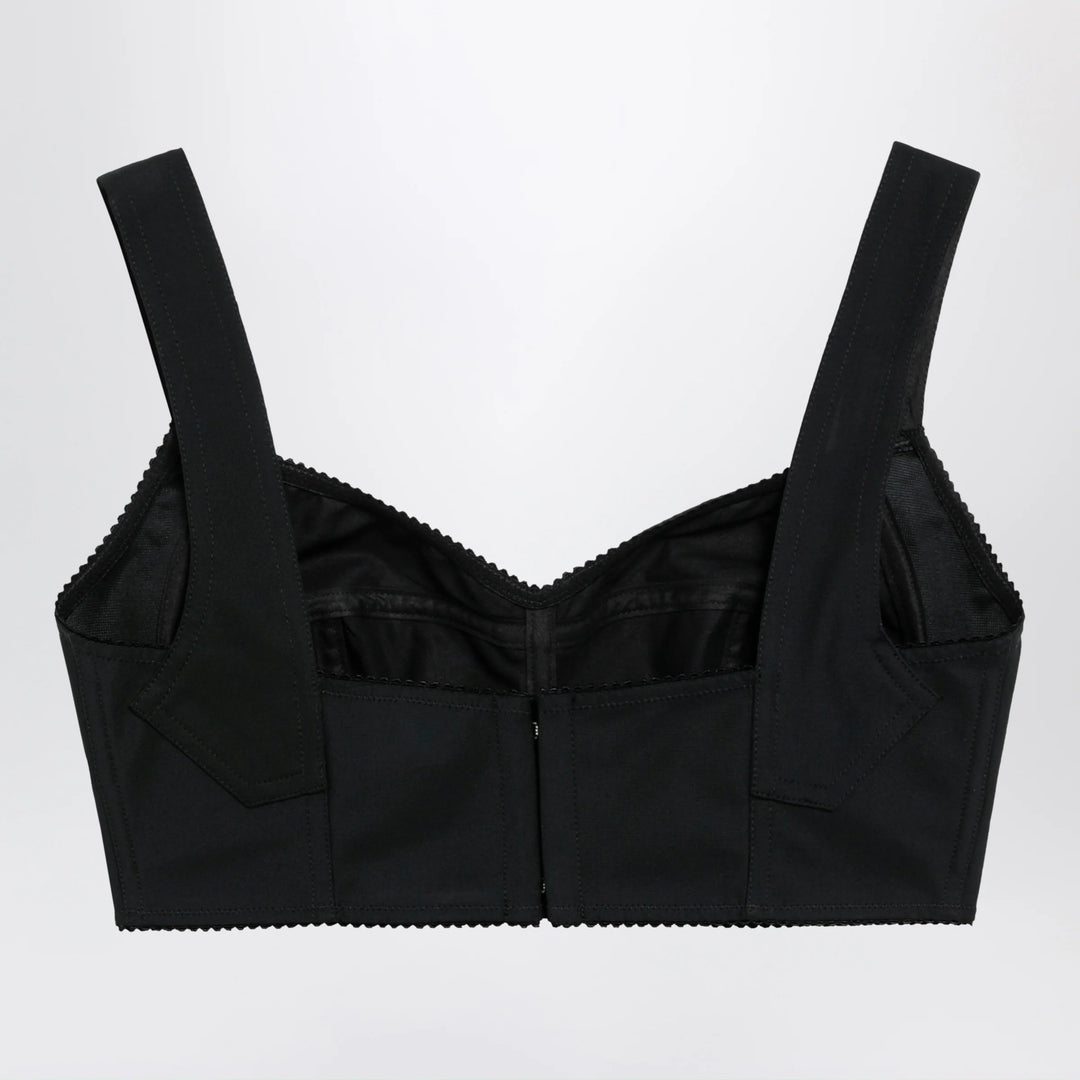 Dolce&amp;Gabbana - Satin corset-style crop bustier in black