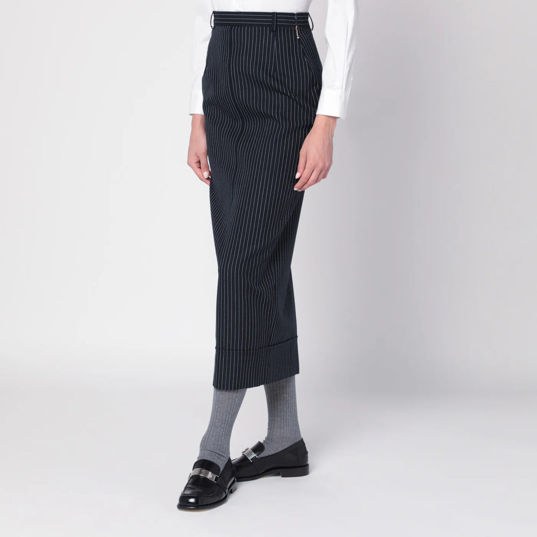 Thom Browne - Navy blue pinstriped pencil skirt
