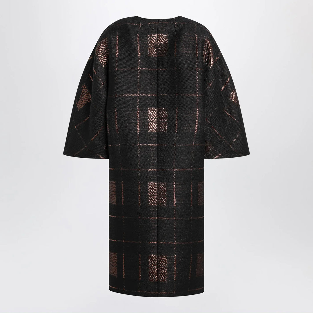 Max Mara Atelier - Black cocoon coat in jacquard lamé
