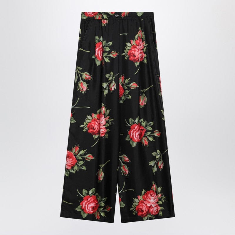 Pants Dolce&Gabbana - Wide twill trousers with rose bouquet print - 40 IT Brand