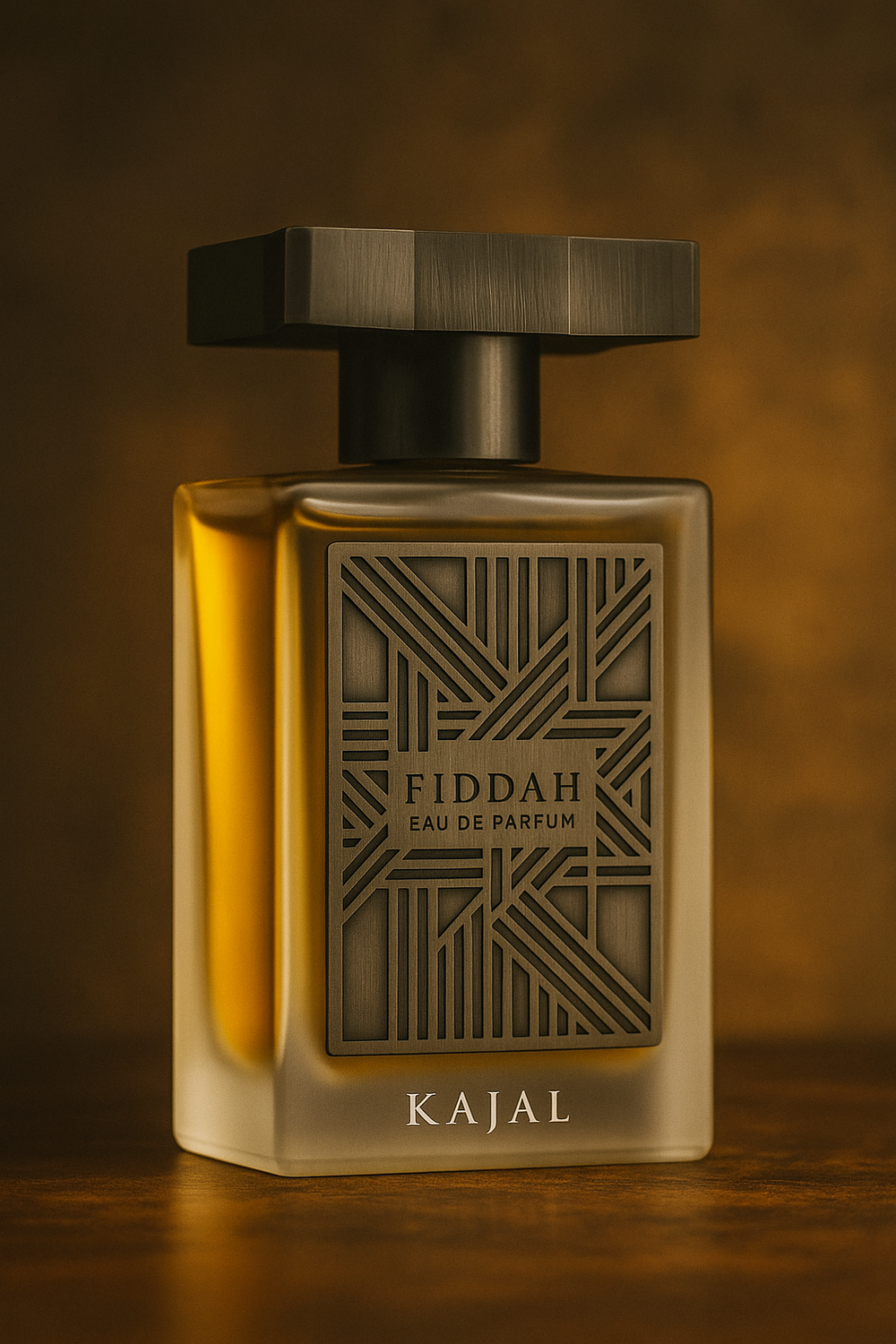 Fiddah Eau de Parfum bottle by Kajal on a dark background