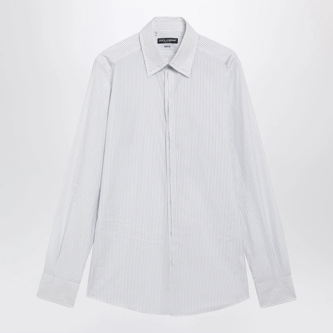 Dolce&amp;Gabbana - White Double-Collar Striped Shirt