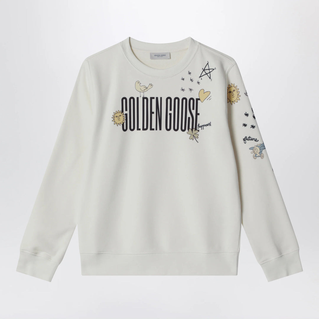 Golden Goose - White cotton sweatshirt with logo print