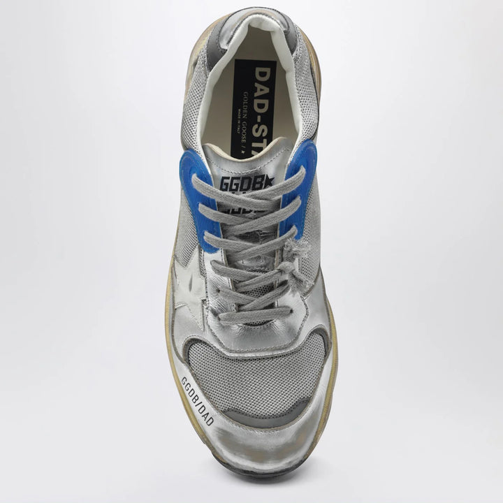 Golden Goose - Dad-Star Sneakers in silver laminated leather and mesh