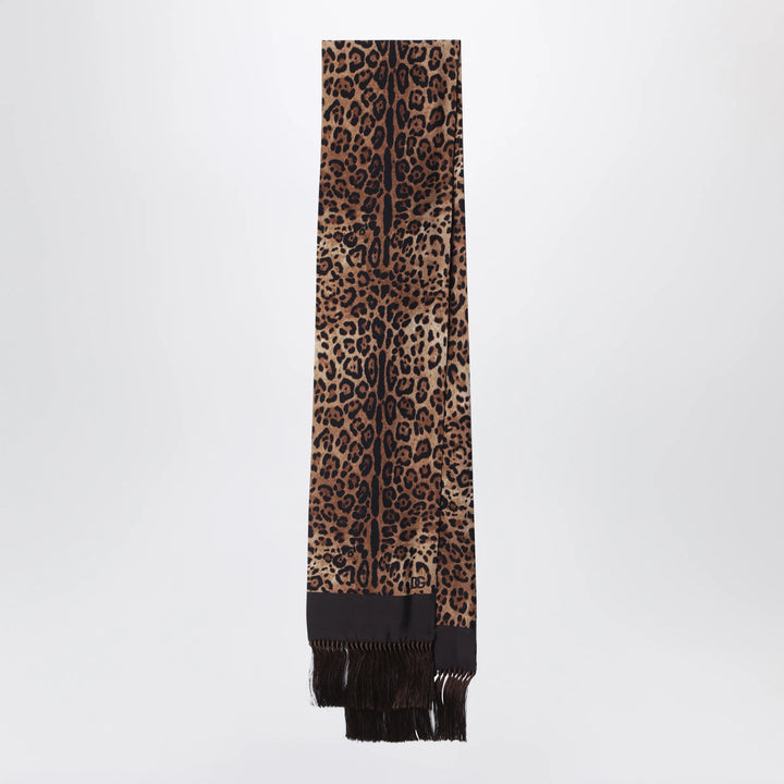 Dolce&amp;Gabbana - Leopard-print silk scarf with fringes