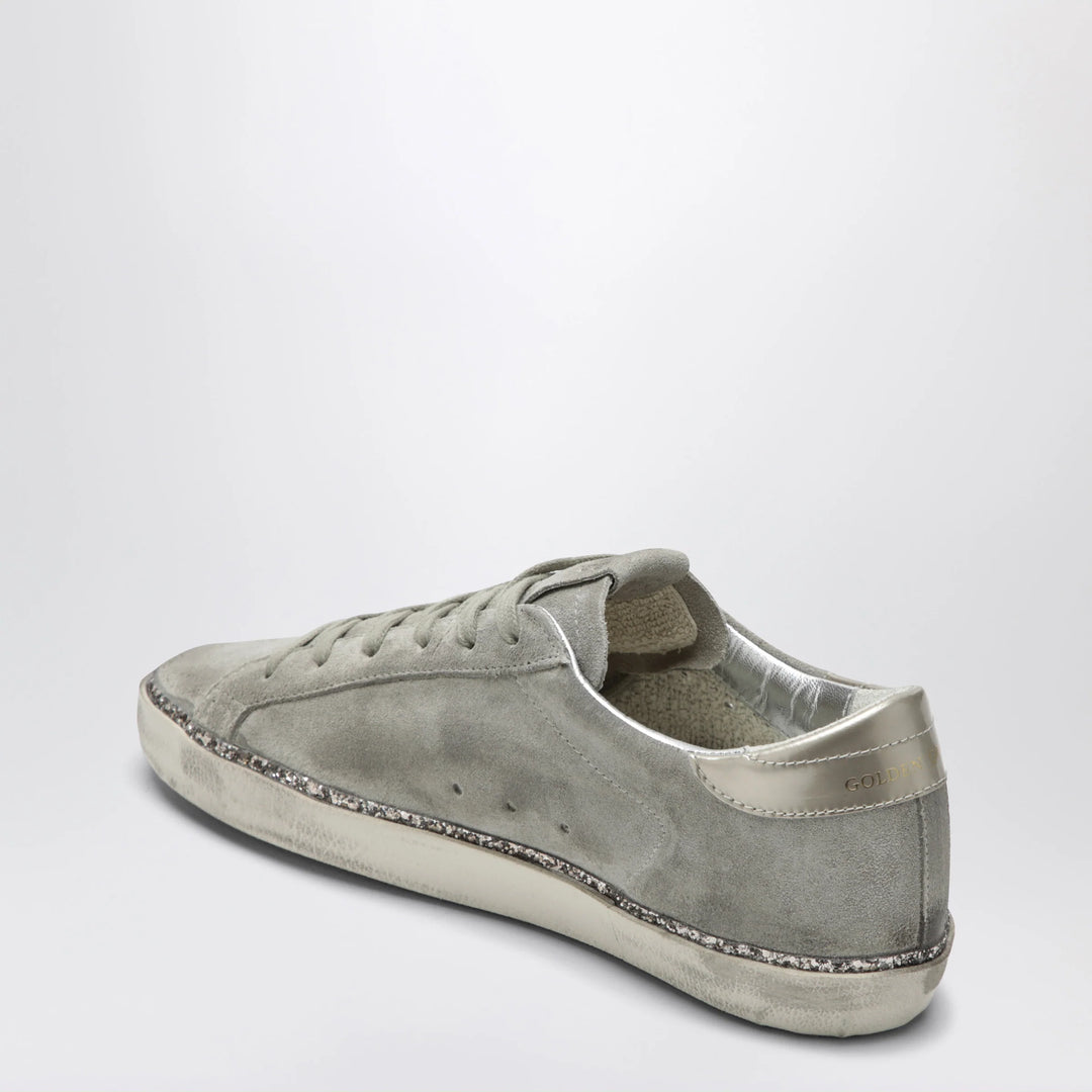 Golden Goose - Super-Star taupe grey/glitter suede Sneakers