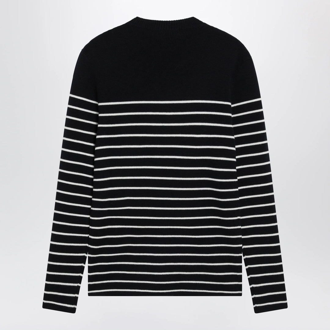Dolce&amp;Gabbana - Blue/White Striped Wool Sweater with Buttons