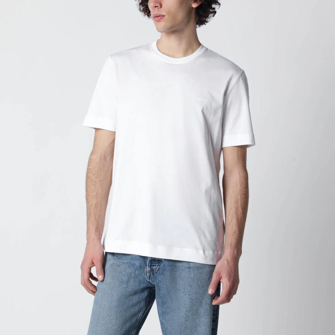 ZEGNA - White T-shirt with embroidered logo